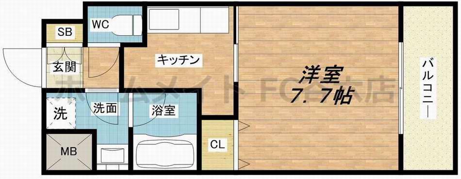 プレジオ都島(1K/5階)の間取り写真