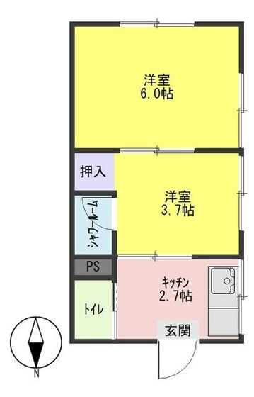 むつみハウス(2K/1階)の間取り写真