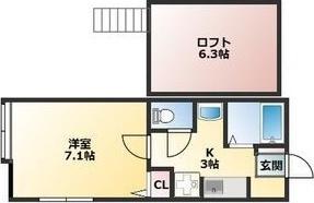 リバイブI(1SK/2階)の間取り写真