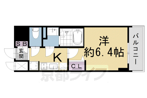 ファステート京都堀川スクエア(1K/9階)の間取り写真