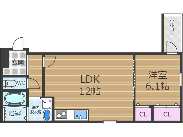 フジパレス戸伏町(1LDK/2階)の間取り写真
