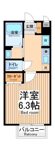 ドミール(1K/2階)の間取り写真