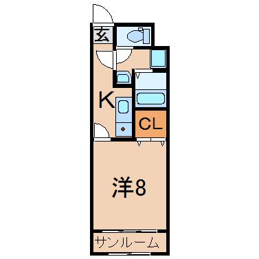 クレールV(1K/2階)の間取り写真