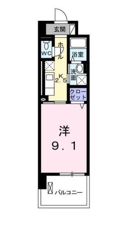 プレッサ泉中央(1K/2階)の間取り写真