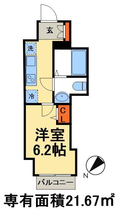 GENOVIA 西千葉(1K/8階)の間取り写真