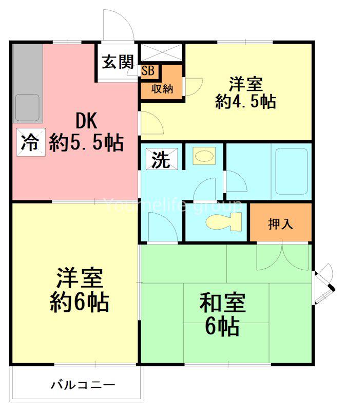 湘南唐ヶ原ハイム(3DK/2階)の間取り写真