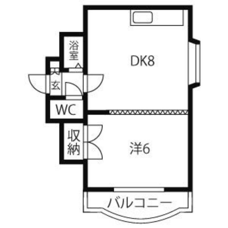 クリスタル(1DK/3階)の間取り写真