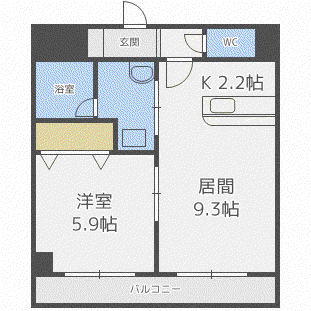 エステラ北五条館(1LDK/8階)の間取り写真