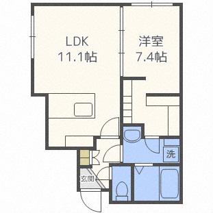 カーサフェリーチェ学園前(1LDK/2階)の間取り写真