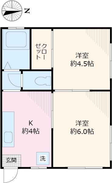 西荻菅原コート(2K/1階)の間取り写真