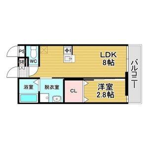 リアコート関大前II(1LDK/3階)の間取り写真