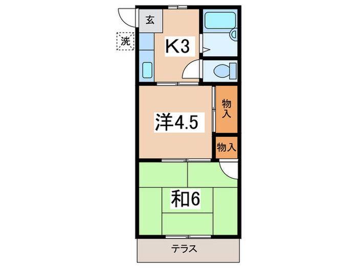ハイツ愛(2K/1階)の間取り写真