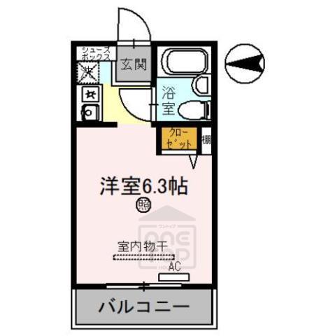 シャロームⅡ(ワンルーム/3階)の間取り写真