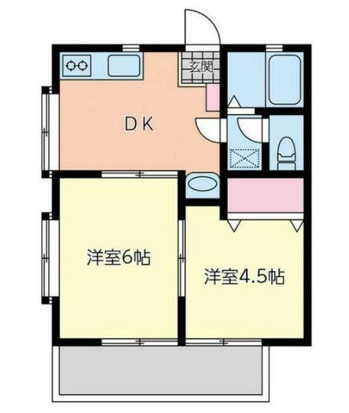 メープルガーデンハイツ(2DK/2階)の間取り写真