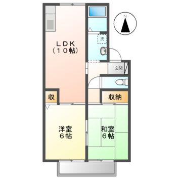 スコレB館(2LDK/1階)の間取り写真