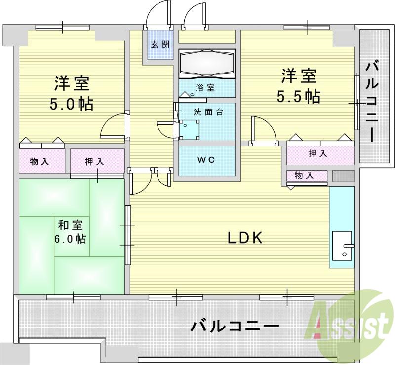 第2エステート松尾(3LDK/3階)の間取り写真
