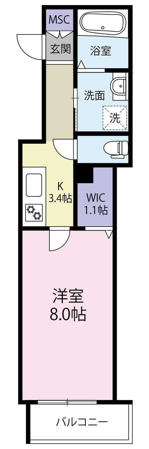 メゾンぺルリエ豪徳寺(1K/2階)の間取り写真