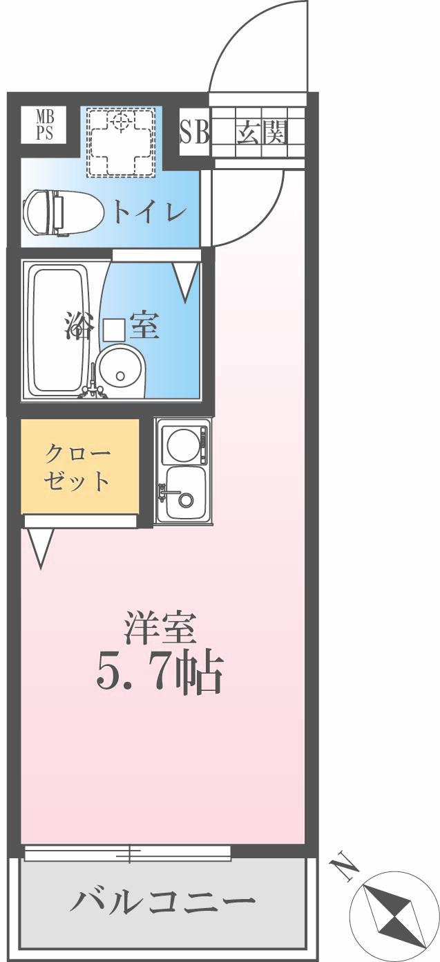 YKヴィラ川崎(ワンルーム/2階)の間取り写真