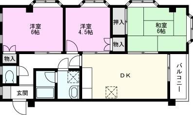エーデルブルーメ吉川(3DK/2階)の間取り写真
