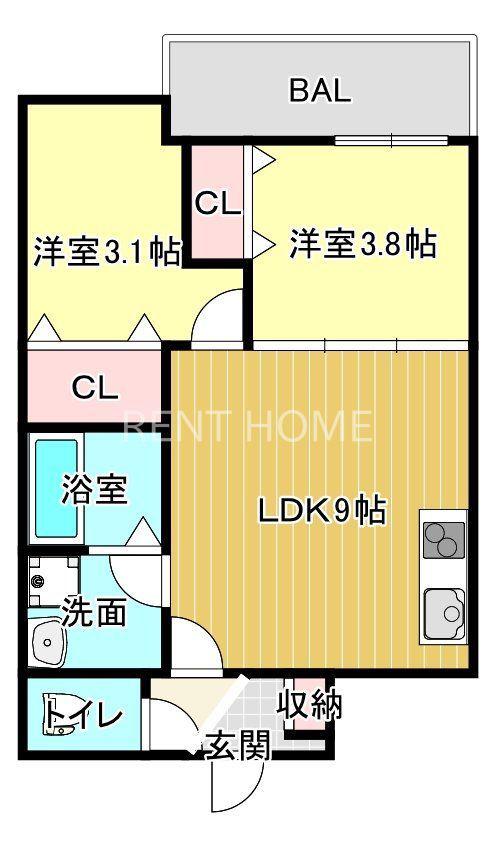 D PORTA GRANZ(2LDK/3階)の間取り写真