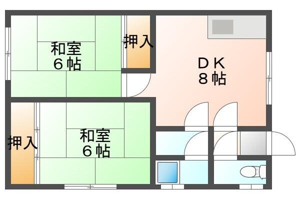 マンションアラヤ(2DK/1階)の間取り写真