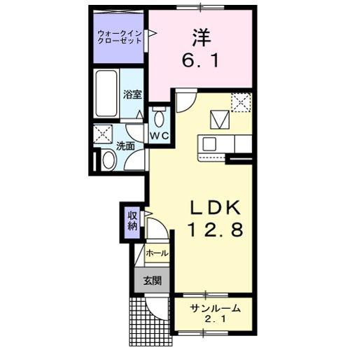 スペランツァII(1LDK/1階)の間取り写真