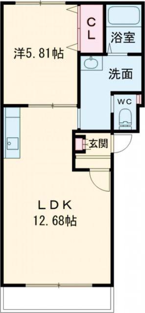 ヌーヴォー昭和(1LDK/1階)の間取り写真