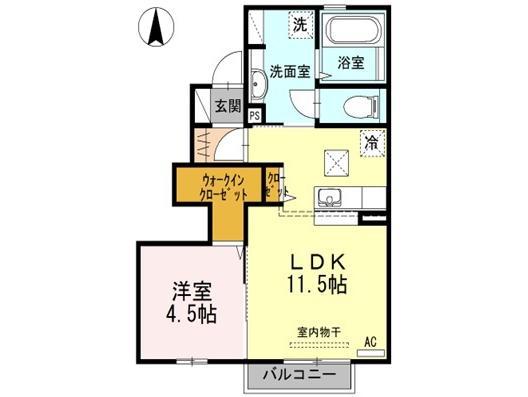 リバーサイド駅東(1LDK/1階)の間取り写真