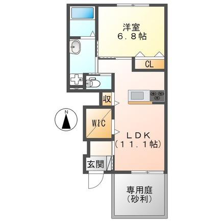 ミルトニア幸陽(1LDK/1階)の間取り写真