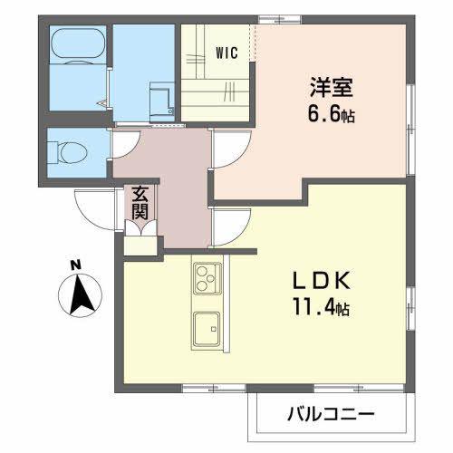 メイプルヴィレッジB(1LDK/2階)の間取り写真