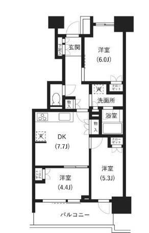 イプセ府中(3DK/5階)の間取り写真