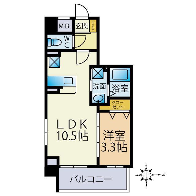 ウッドハーツ(1LDK/3階)の間取り写真