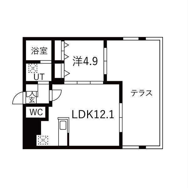 GA-千歳緑町1丁目MS(1LDK/1階)の間取り写真