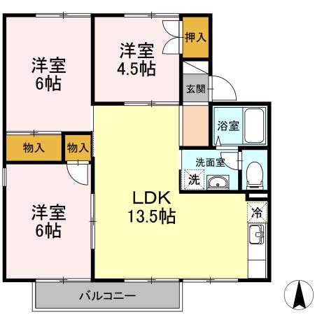 パークヴィレッジW(3LDK/1階)の間取り写真
