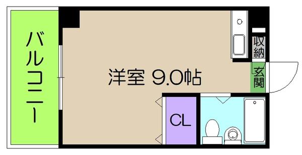コンフォール朝倉(ワンルーム/4階)の間取り写真