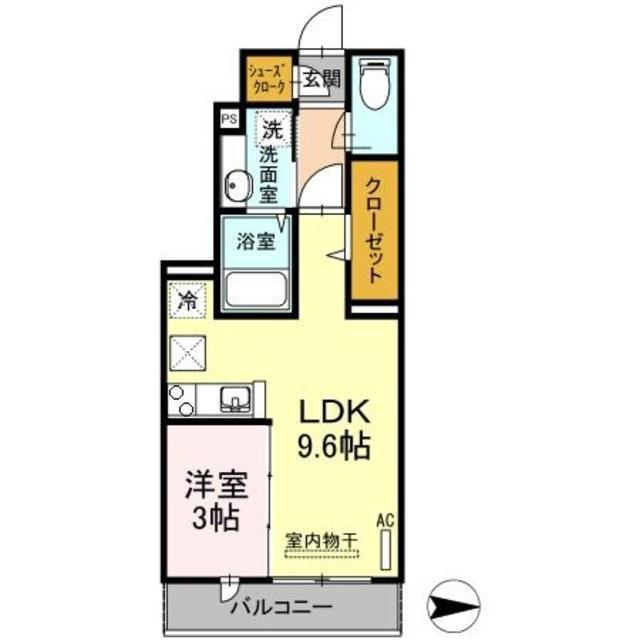 HOGAR CA′LIDO(1LDK/1階)の間取り写真