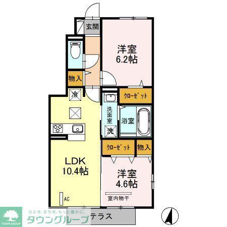 グランデII(2LDK/1階)の間取り写真