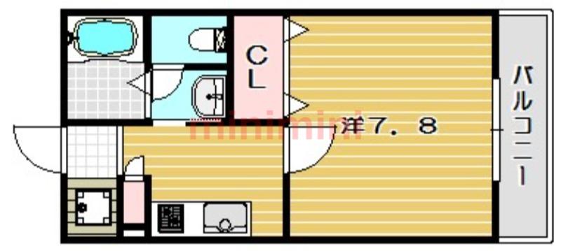 ネオメゾン小山A棟(1K/2階)の間取り写真