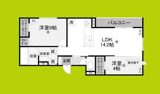 パサログランデ浜寺諏訪森III(2LDK/3階)の間取り写真