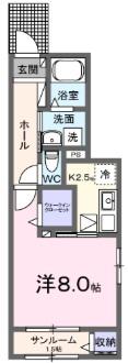 N サニー(1K/1階)の間取り写真