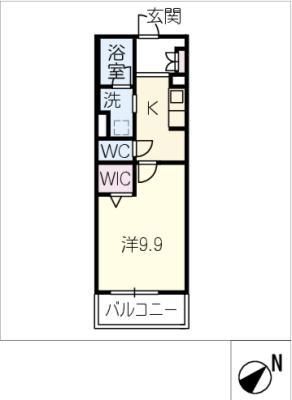 岡崎市上和田町シャーメゾンA棟(1K/3階)の間取り写真