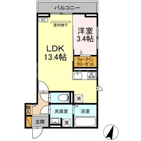 D-SOLACE祐光 A(1LDK/3階)の間取り写真