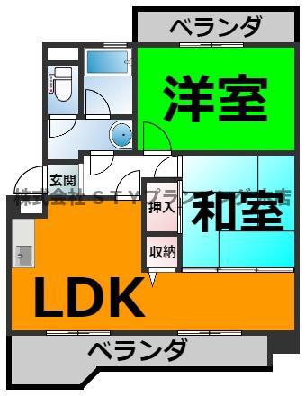 ヴィラサンシャイン(2LDK/4階)の間取り写真
