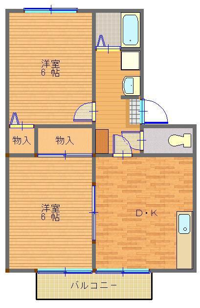 ハイツミレニアム(2DK/2階)の間取り写真