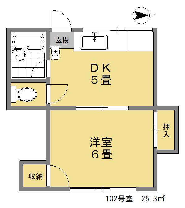 コーポ立花(1K/1階)の間取り写真