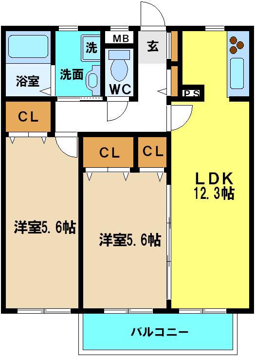 サンメゾン・大宮(2LDK/2階)の間取り写真