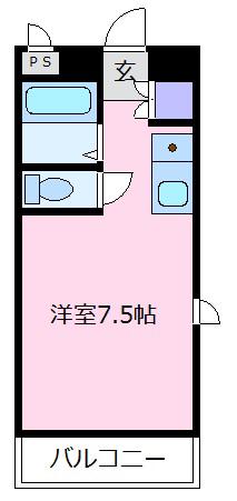 スプリングコート(1K/2階)の間取り写真