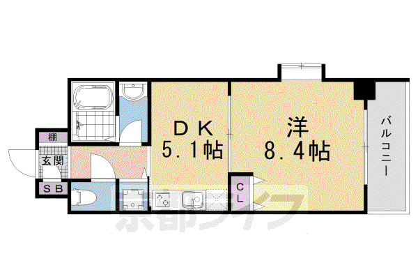 VITA ROSA 京都(1DK/4階)の間取り写真