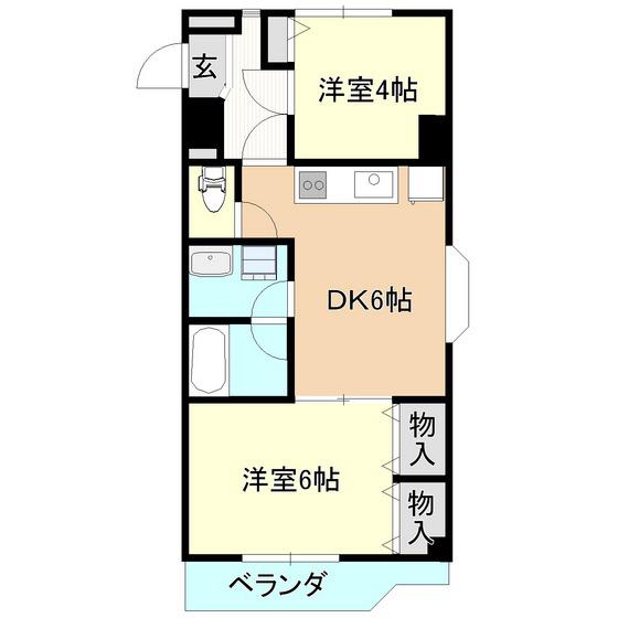 カームクリークT(2DK/2階)の間取り写真