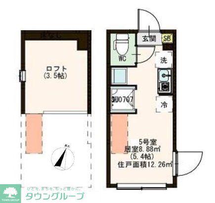 ハーモニーテラス千住寿町(ワンルーム/2階)の間取り写真